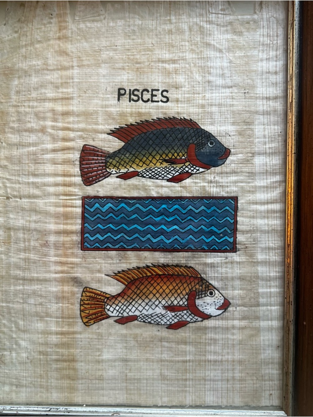 Vintage 1985 Pisces Astrology Framed Art on Rice Paper – Dury’s Nashville - Picture 3 of 8